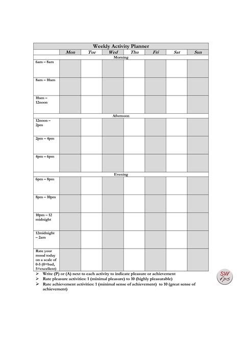 Printable Weekly Activity Planner