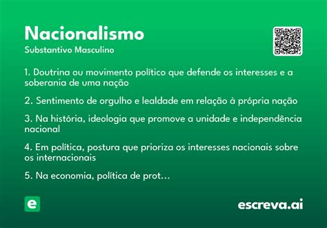 Define Nacionalismo - Nacionalismo - Significado e Sinônimo - escreva.ai