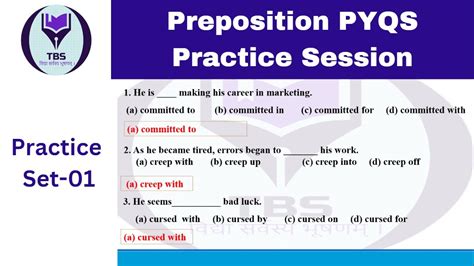 Preposition PYQs Practice Session Preposition Practice Questions