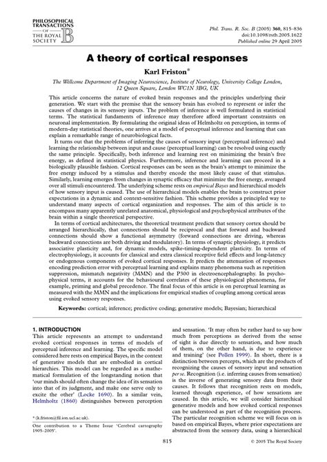 (PDF) A Theory of Cortical Responses