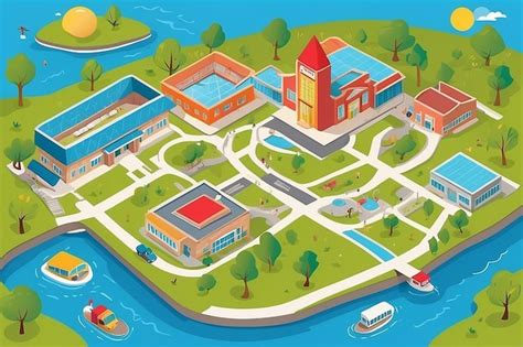 Premium Photo | A vector illustration of map of school