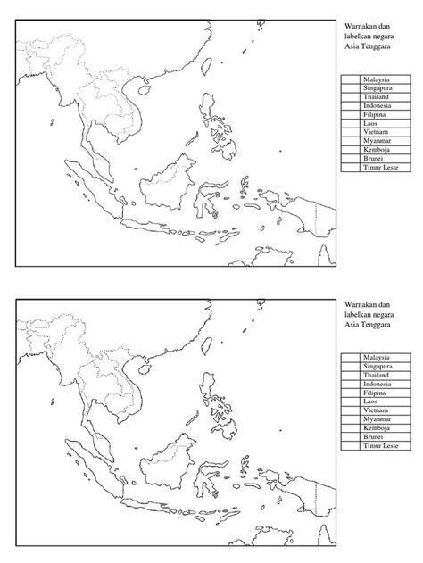 Peta Asia Tenggara Hitam Putih | Peta, Asia tenggara, Asia