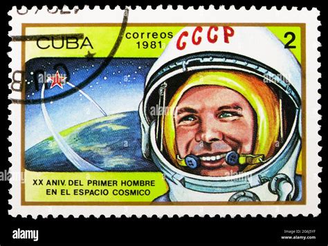 Moscow Russia March Postage Stamp Printed In Cuba Shows Y