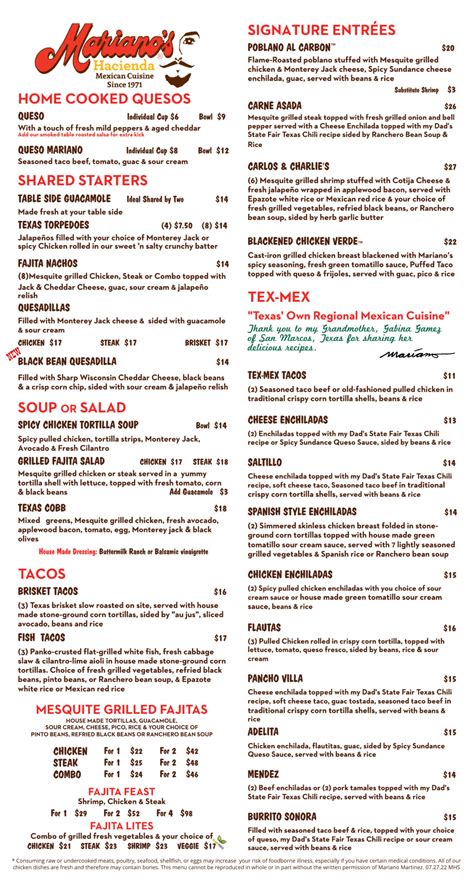 Skillman Menus Mariano S Restaurants