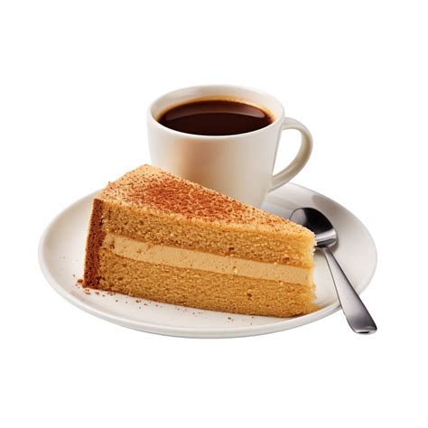 Ai Generated A Piece Of Sponge Cake With Cup Of Coffee Transparent