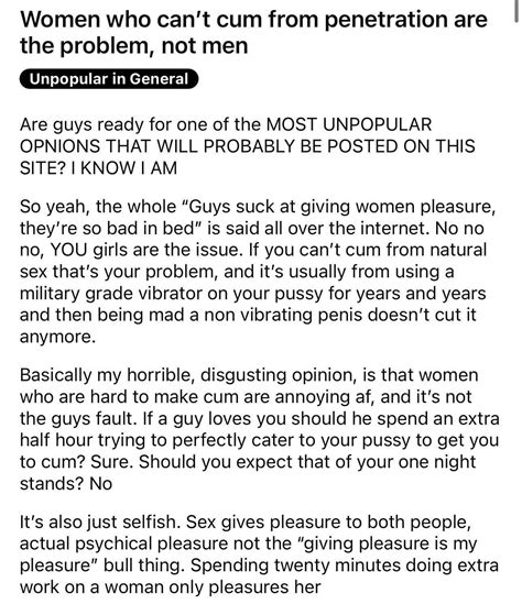 Mr “i Cant Make Women Cum And Its Womens Fault” Has Some Thoughts Rnothowgirlswork