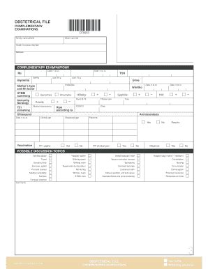 Fillable Online Obstetrical File Complementary Examinations Dt