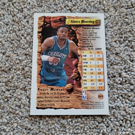 1993 94 Topps Finest Alonzo Mourning Basketball Card 201 Great EBay