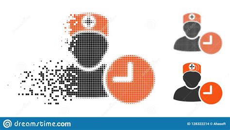 Shredded Pixelated Halftone Doctor Schedule Clock Icon Stock Vector