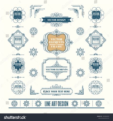 Set Linear Thin Line Art Deco Stock Vector (Royalty Free) 1493856878