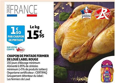 Promo Chapon De Pintade Fermier De Lou Label Rouge Chez Auchan