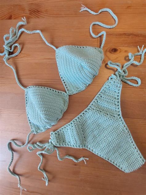Handmade Crochet Bikini Set Cotton Bikini Custom Color Size Boho Beachwear Summer