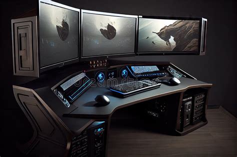 Custom Gaming Desk with Dual Monitors, Ergonomic Keyboard and Mouse, and State-of-the-art ...