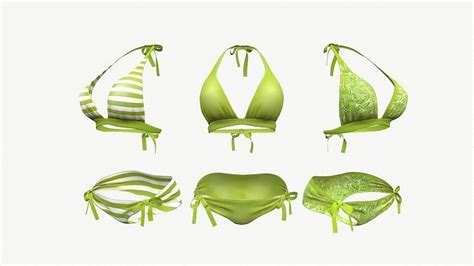 D Model Green Bikini Swimsuit Colors Vr Ar Low Poly Cgtrader