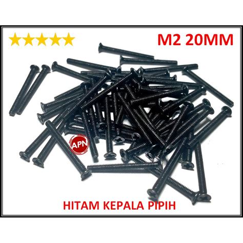 Jual BAUT SCREW M2 20MM HITAM KEPALA PIPIH Shopee Indonesia