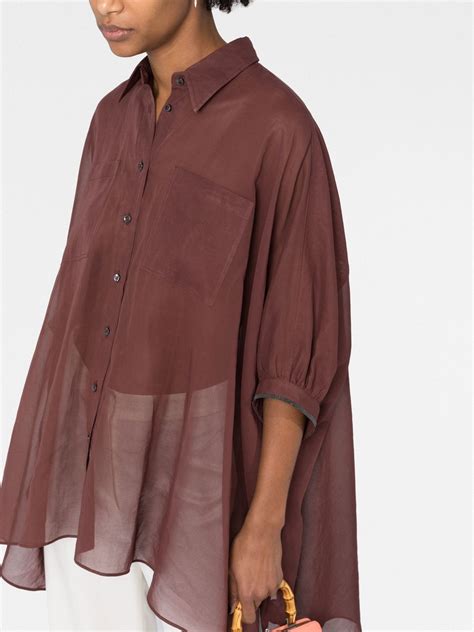 Brunello Cucinelli Semi Sheer Asymmetric Hem Blouse Farfetch