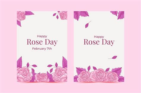 Free Vector | Hand drawn rose day greeting cards collection