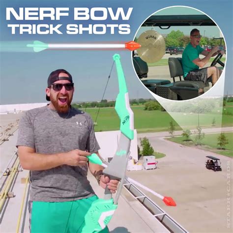 Dude Perfect's Tyler Toney bangs a gong with arrow fired from Nerf bow