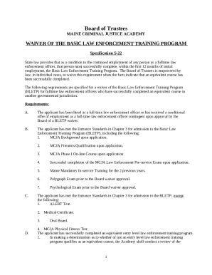 Waiver Of The Basic Law Enforcement Training Program Maine Gov Doc