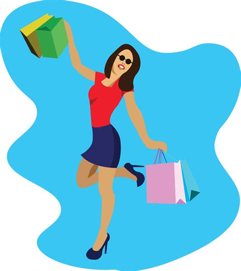 Happy Shopping Girl Flat Vector Free Download 13210603 Vector Art at ...