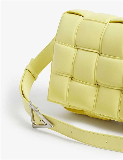 Bottega Veneta Cassette Intrecciato Padded Leather Cross Body Bag In Yellow Lyst