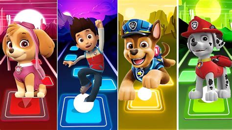 Paw Patrol Ryder 🆚 Marshall 🆚 Skye 🆚 Chase Tiles Hop Edm Rush Full