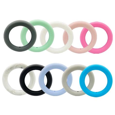 10pcs 65mm Silicone Teething Ring Food Grade Baby Teether Ring Bpa Free