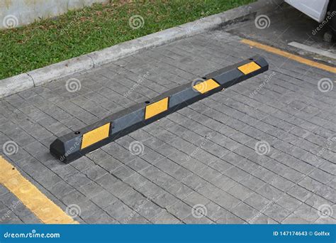 Bumps Barrier for Reduce Car Speed when Parking Stock Image - Image of ...