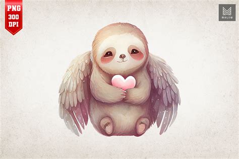 Cute Angel Sloth Valentines Day Graphic By Mulew · Creative Fabrica