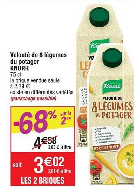 Offre Velouté De 8 Légumes Du Potager Knorr 68 Sur La 2ème chez Cora