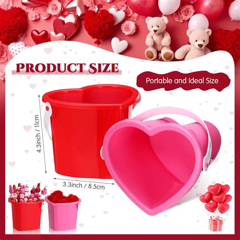 Ziliny 36 Pcs Valentine S Day Plastic Small Bucket Heart Shape Sand