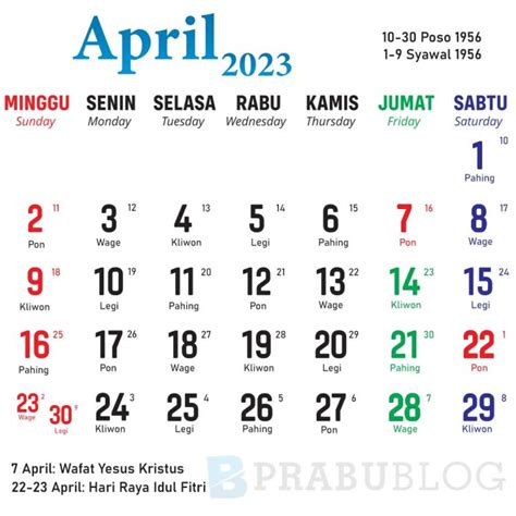 Kalender Bulan April Lengkap Nasional Dan Jawa Uncut Media