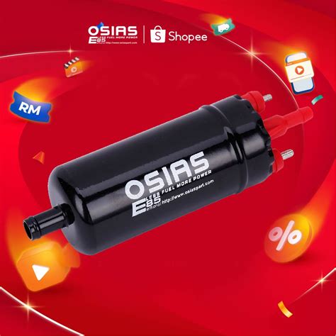 OSIAS External Inline Fuel Pump 300LPH Universal High Pressure Electric