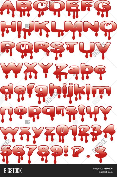 Bloody Alphabet Letters Numbers Vector And Photo Bigstock