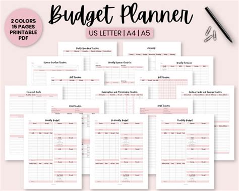 Bi Weekly Budget Planner Finance Planner Us Letter A4 A5 Biweekly Budget Template Paycheck