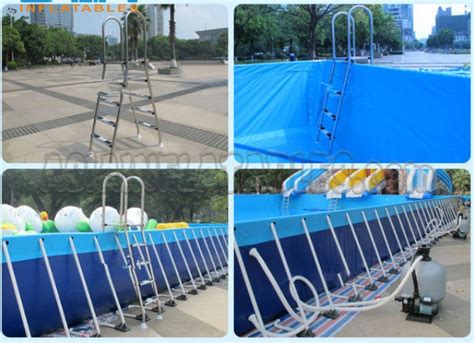 China Large Above Ground Steel Wall Rectangular Metal Frame Swimming