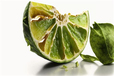 Premium Photo Spoiled Rotten Slice Of Lime On White Background