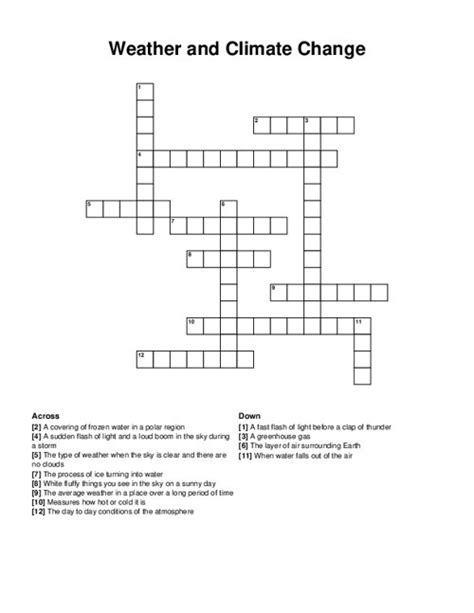 Weather And Climate Change Crossword Puzzle