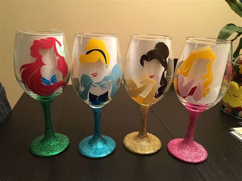 Disney Princess Wine Glasses Diy Wine Glasses Disney Princess Wine Glasses Wine Glass Crafts