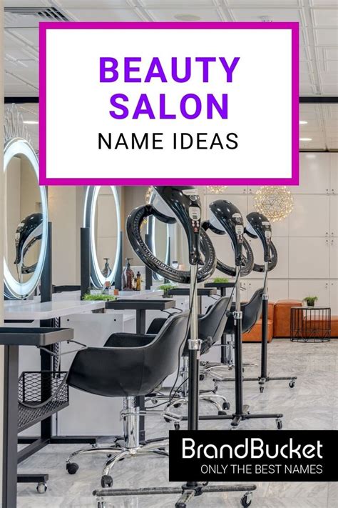 a salon with chairs and mirrors on the wall, text reads beauty salon name ideas