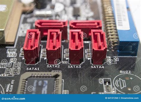 Порты SATA на материнской плате Стоковое Фото - изображение ...