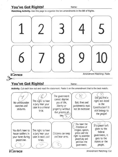 Amendment Worksheet Answer Key | PDF