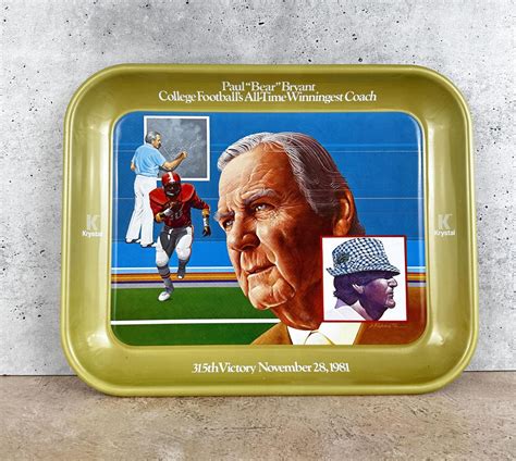 Paul Bear Bryant Krystal Restaurant Tray