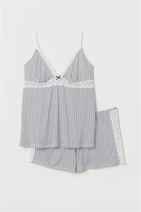 H&M+ Piżama - Biały/Niebieskie paski - ONA | H&M PL