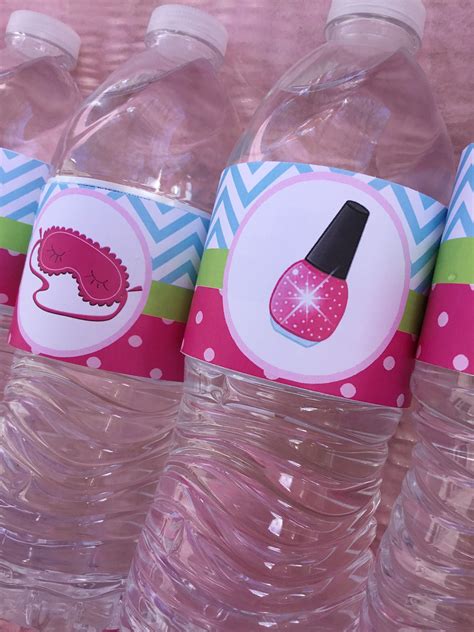 Spa Water Bottle Labels Spa Birthday Party Spa Slumber Etsy