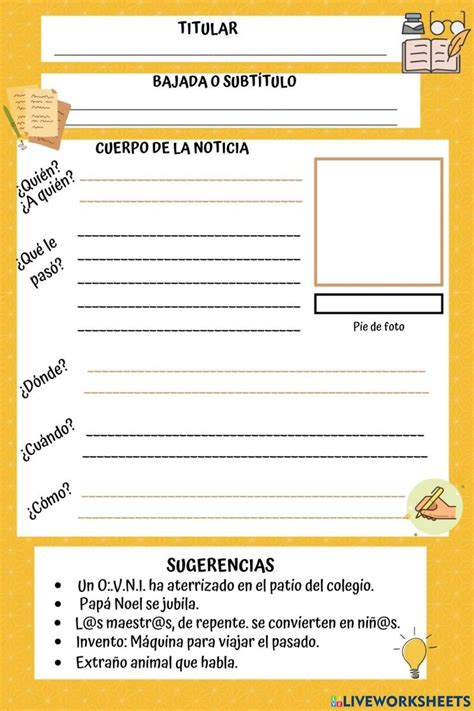 Escribir Una Noticia Interactive Worksheet