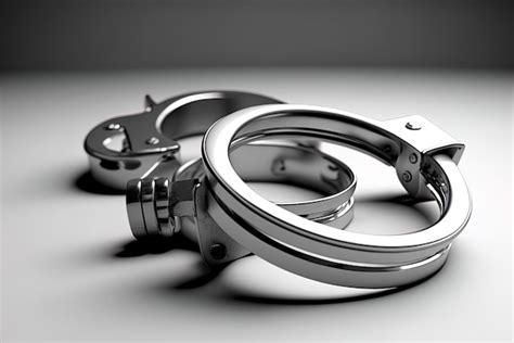 Premium Ai Image Image Of A Pair Of Metal Handcuffs On A White