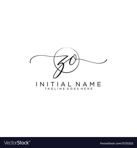 Zo Initial Handwriting Logo With Circle Template Vector Image