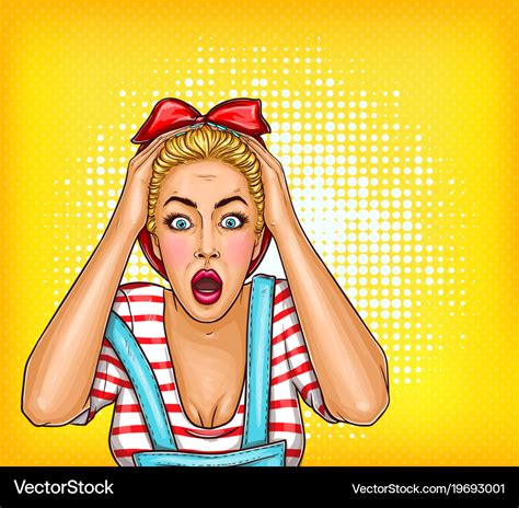 Pop Art Pin Up Shocked Surprised Blonde Royalty Free Vector