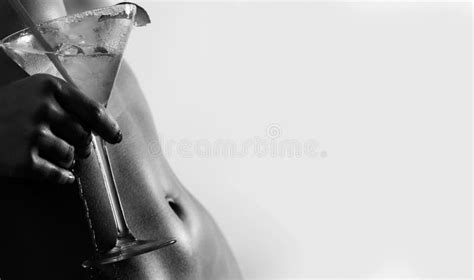 Woman Ideal Abs With Cocktail Naked Girl Body Alcohol Drink Stock Image Image Of Erotic